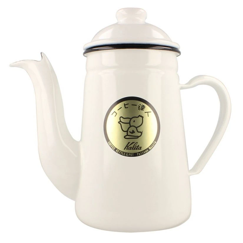 Kalita Pelican Pot Enamel Kettle 1.0 L, White 1 Kalita Pelican Pot Enamel Kettle 1.0 L, White