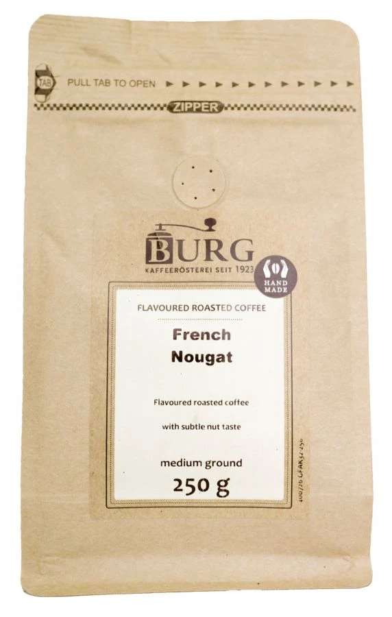 Burg Flavoured Coffee, French Nougat 250 G Ground 1 Burg Flavoured Coffee, French Nougat 250 G Ground