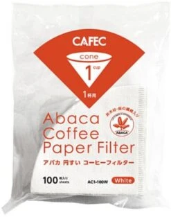CAFEC ABACA Cone-Shaped Filter Paper 1 Cup, White 100 Pcs
