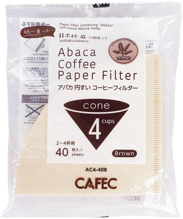CAFEC ABACA Cone-Shaped Filter Paper 4 Cup, Brown 1 CAFEC ABACA Cone-Shaped Filter Paper 4 Cup, Brown