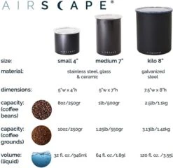 Planetary Design Airscape® Ceramic Storage Canister, Obsidian -Coffee Related Products planetary design airscape ceramic obsidian 3918