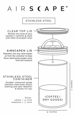 Planetary Design Airscape® Classic Stainless Steel Storage Canister, Brushed Steel 11 Planetary Design Airscape® Classic Stainless Steel Storage Canister, Brushed Steel -Coffee Related Products planetary design airscape classic brushed steel 3835